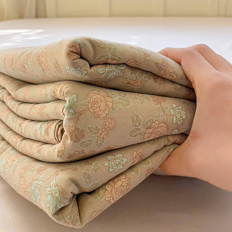 Double Layer Gauze Cotton Floral Fitted Sheet - image 4