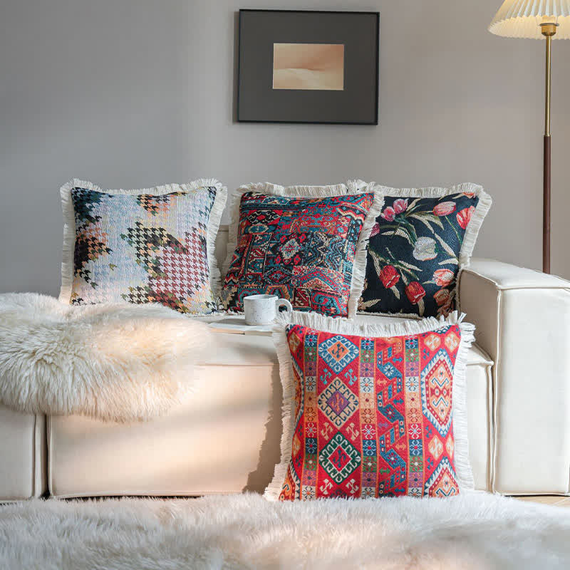 Retro Ethnic Style Tassel Decorative Pillow - image 0