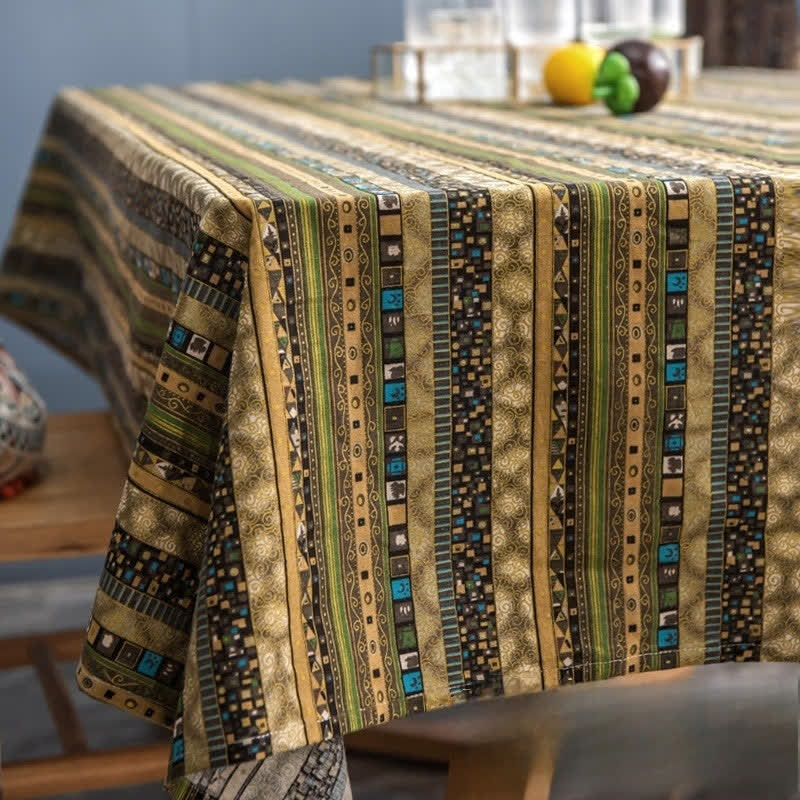 Retro Ethnic Abstract Art Tablecloth - J - Round - 58" - image 10