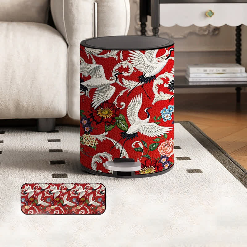 Double Barrel Vintage Floral Durable Trash Bin - Foot-operated - 10"W x 10"L x 15"H - image 5