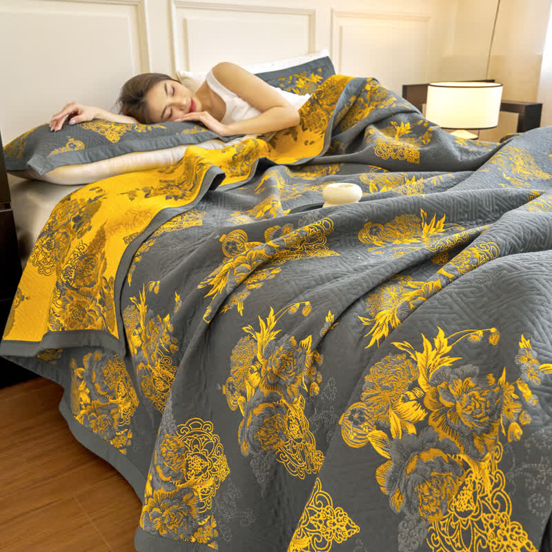 Elegant Flower Three Layer Cotton Gauze Blanket - image 2