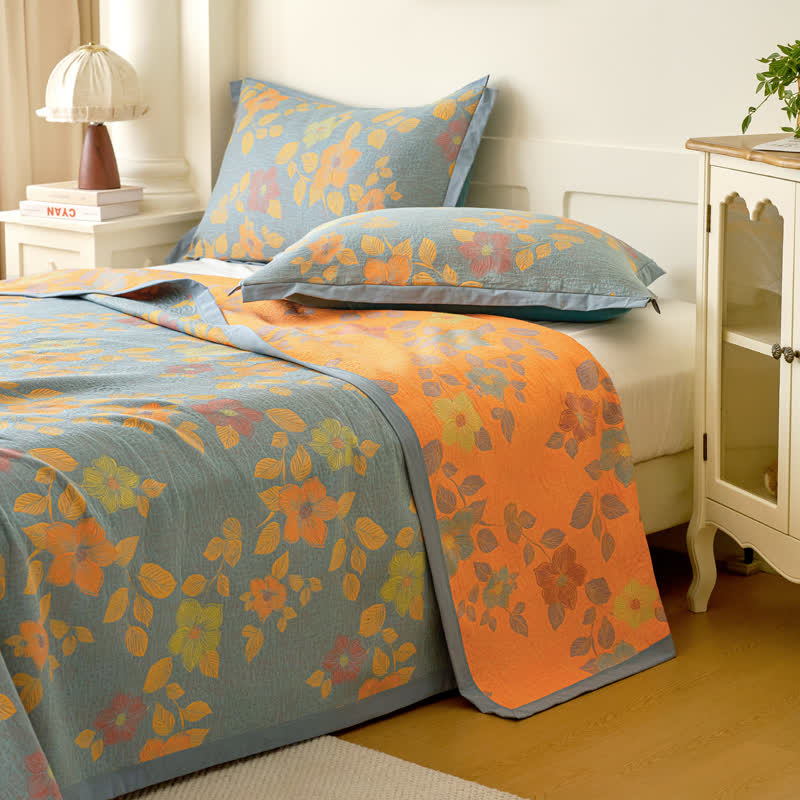 Yarn-dyed Refresh Floral Cotton Gauze Blanket - image 5