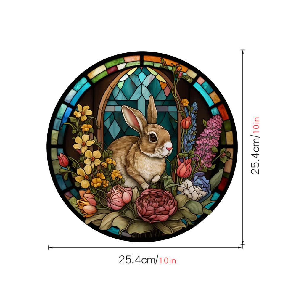 Floral Easter Bunny Stained Static Window Sticker - image 13