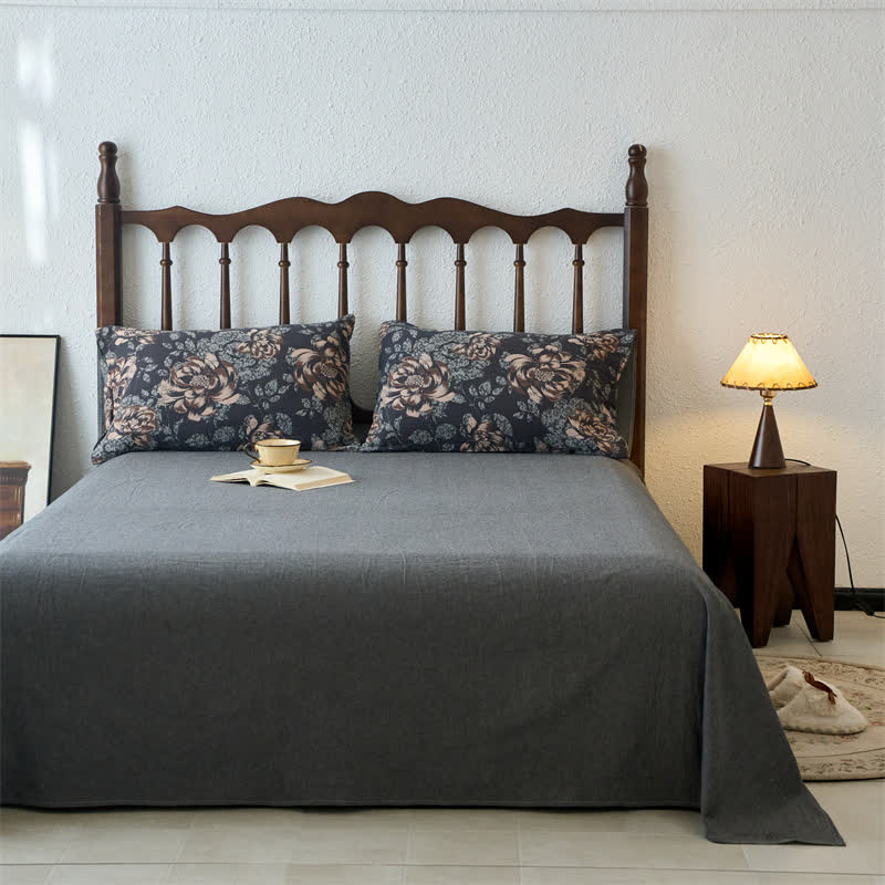 Retro Cotton Gauze Jacquard Floral Bedding Set(4PCS) - image 4