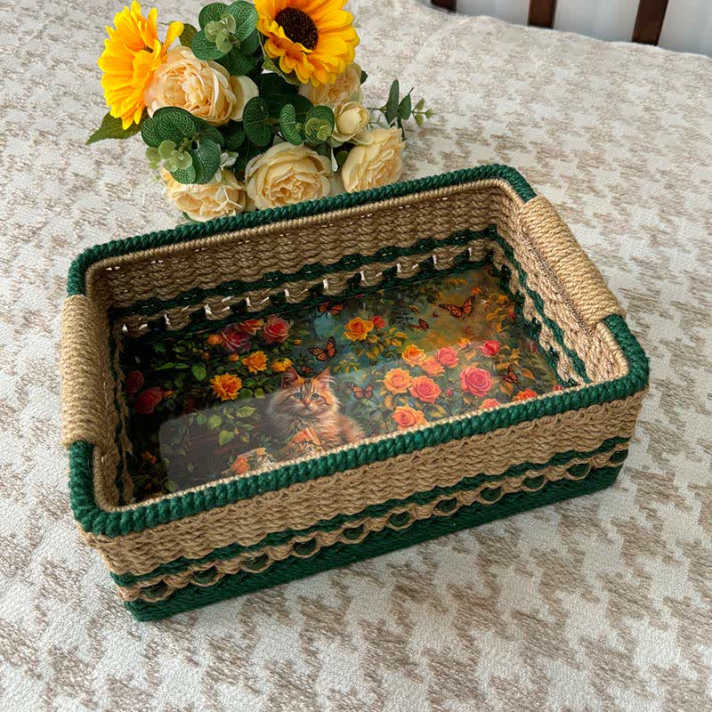Rustic Hand-Woven Jacquard Storage Basket - image 5