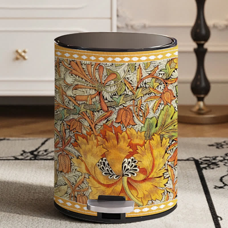 Double Layer Durable Vintage Floral Trash Bin - image 4