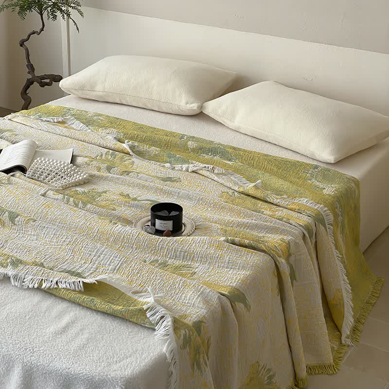 Reversible Rural Cotton Gauze Tassel Blanket - image 1