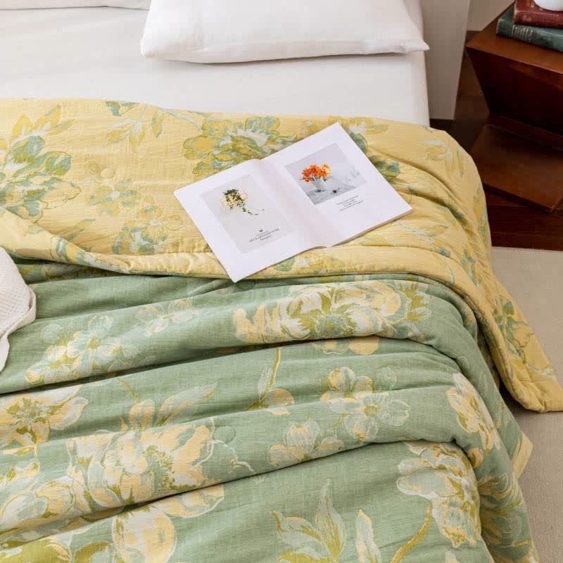 Yarn-dyed Cotton Gauze Jacquard Floral Quilt - image 9