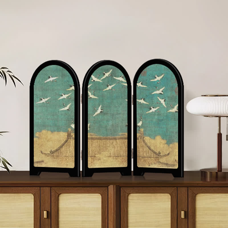 Vintage Crane Foldable Screen Desktop Ornament - image 5