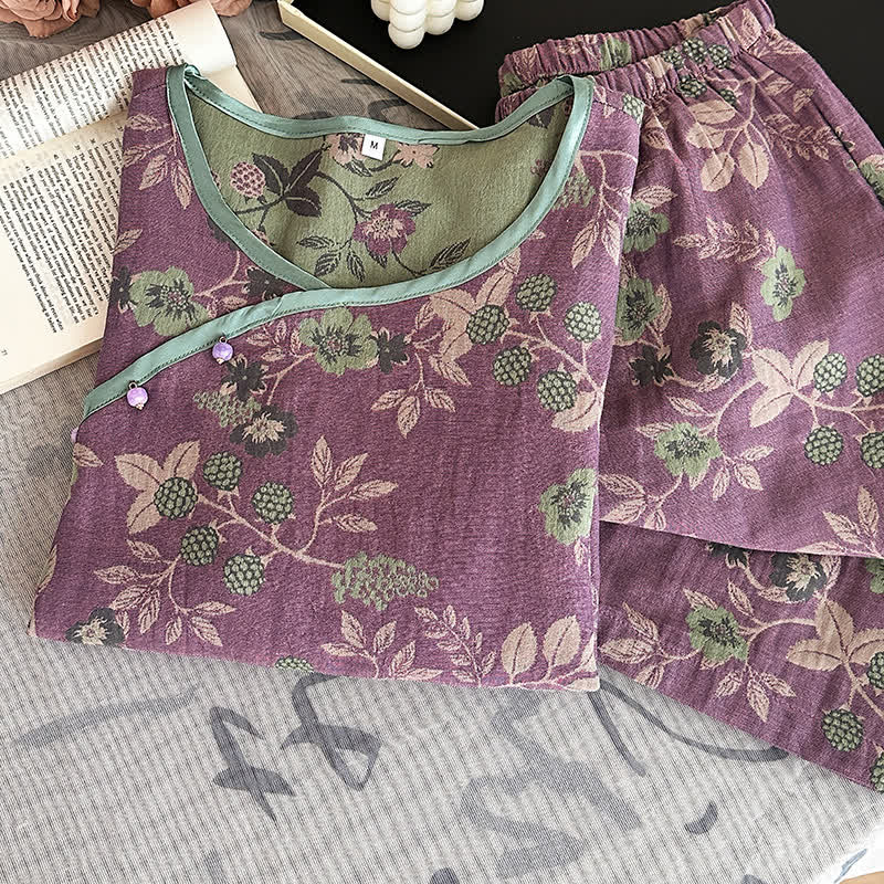 Cotton Gauze Rural Mulberries Pajama Set - image 1