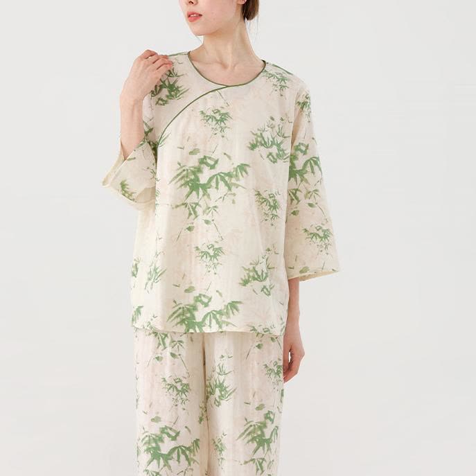 Green Bamboo Cotton Gauze Nightwear Set - image 3