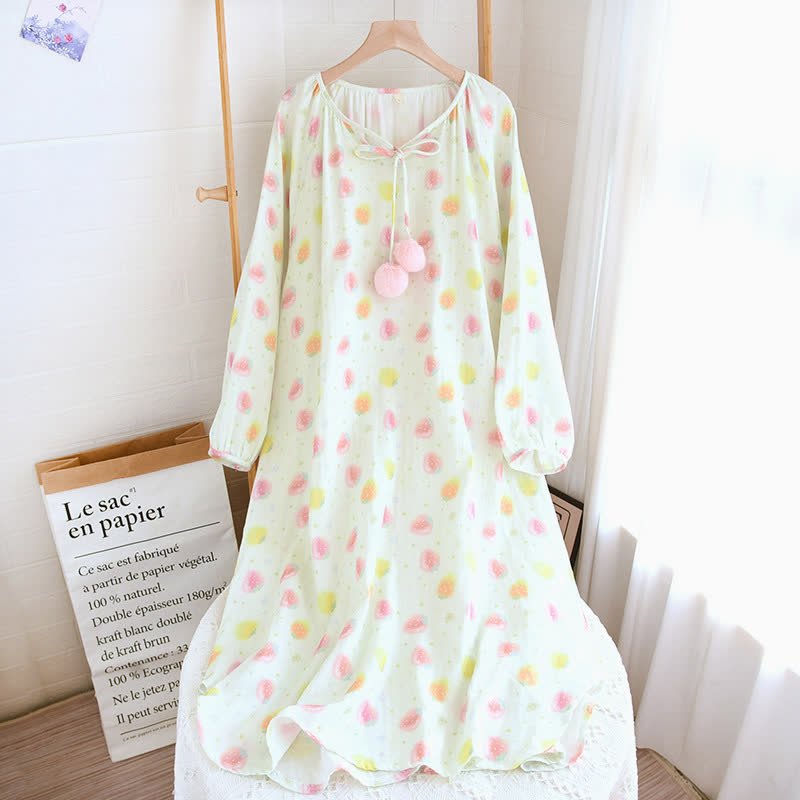 Refresh Strawberry Cotton Gauze Nightwear - Light Green - Nightgown - XL - image 11