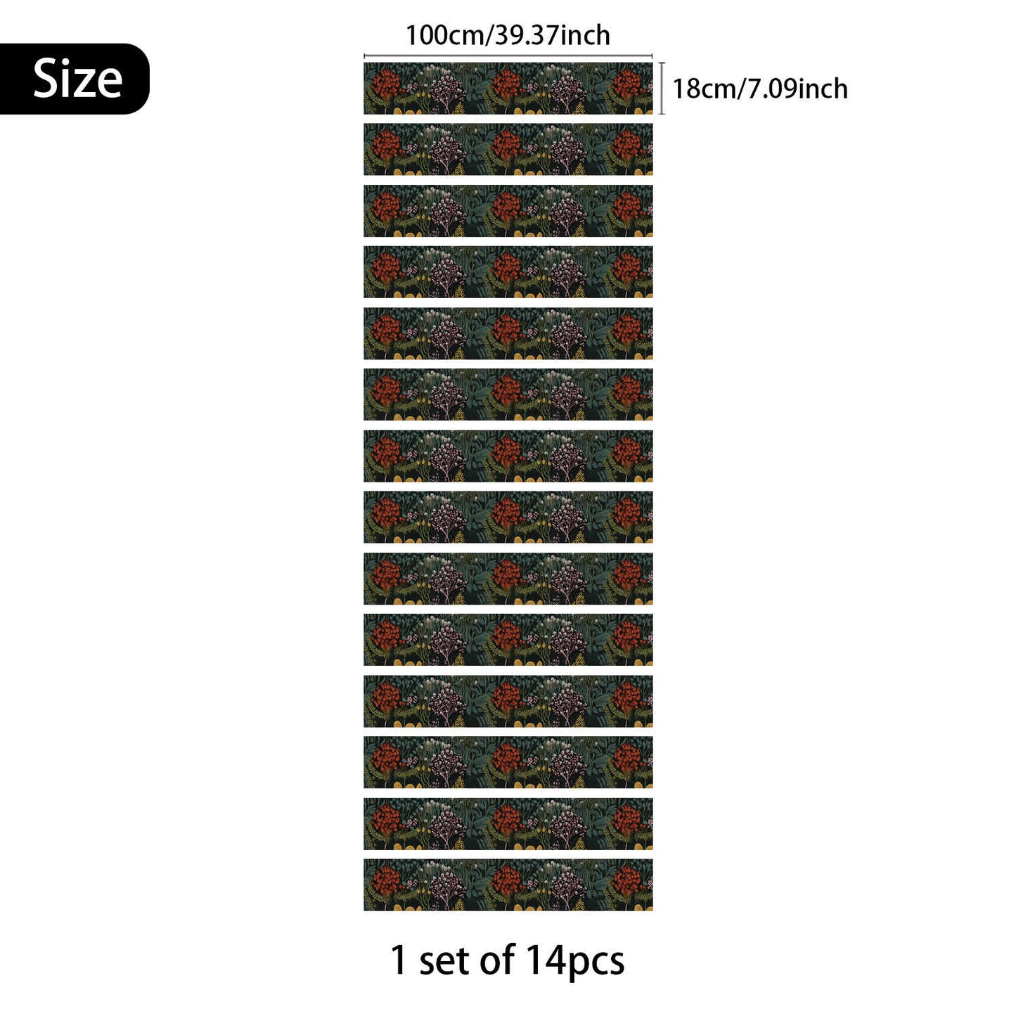 Retro Peel and Stick Waterproof Stair Risers Stickers - 14PCS - 39"W x 7"L - image 8