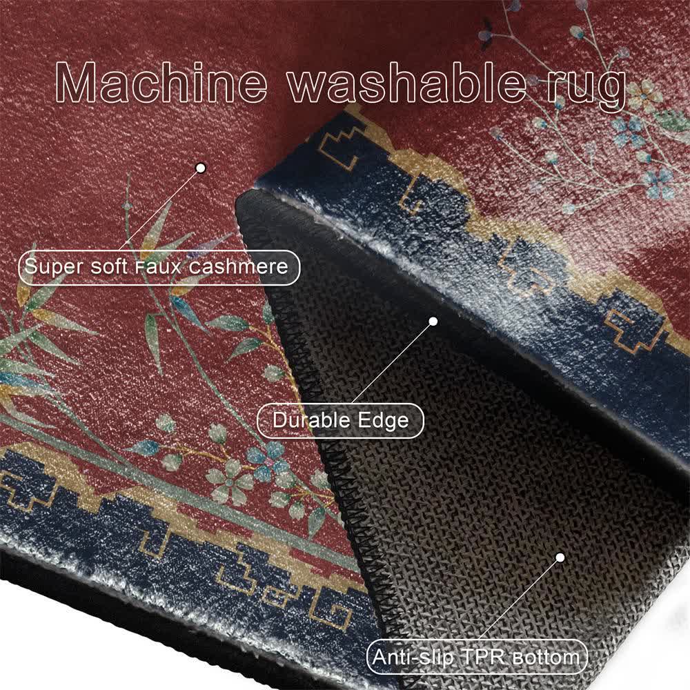 Vintage Lotus Washable Durable Anti-slip Area Rug - image 5