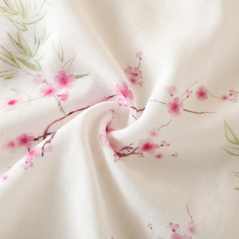 Vintage Plum Blossom Print Bamboo Cotton Pajama Set - image 12
