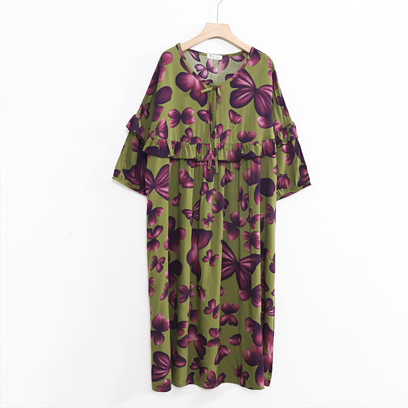 Plus Size Round Neck Butterfly Print Nightgown - image 9
