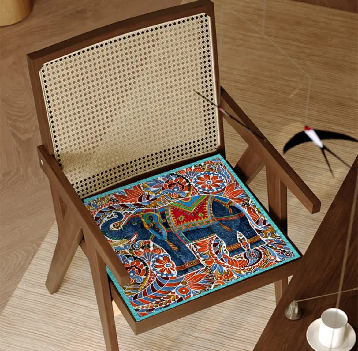 Exotic Elephant Anti-slip Cooling Chair Pad - Blue - 2PCS - 18" x 18" - image 1