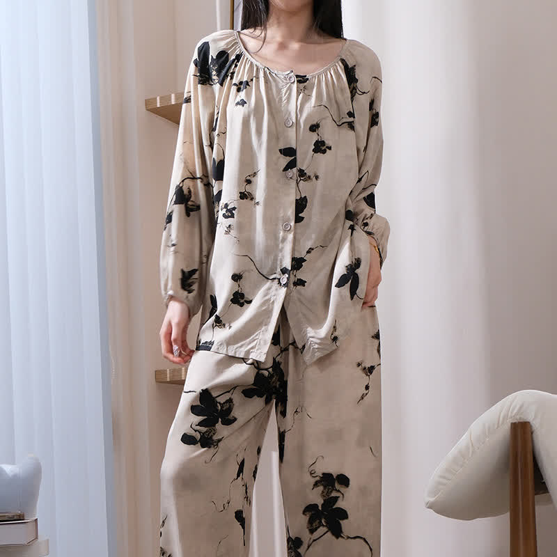 Vintage Flower Long Sleeve Loungewear Set - XXL - image 0