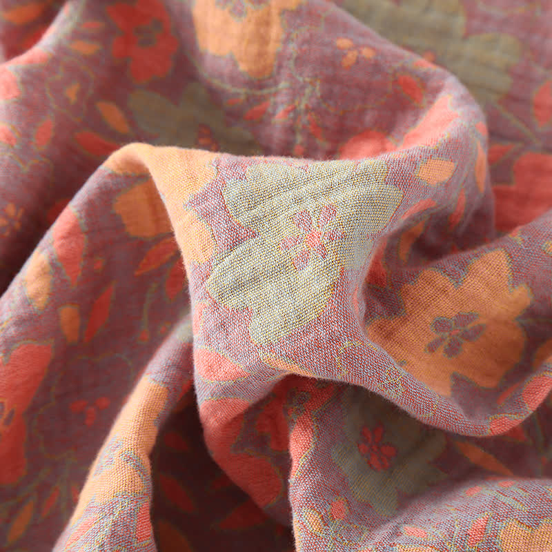 Retro Floral Cotton Gauze Cardigan Pajama Set - image 7