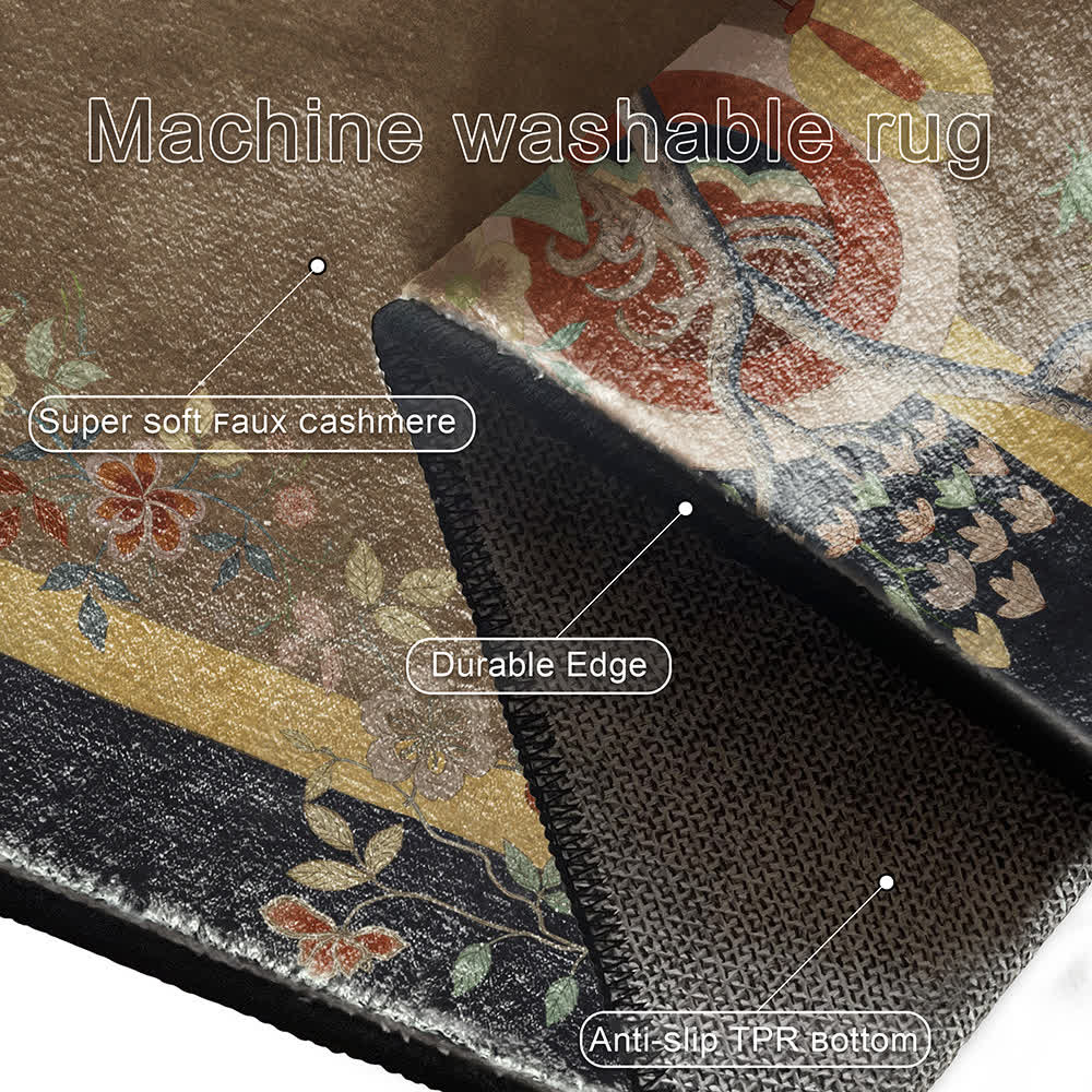 Retro Floral Soft Anti-slip Foldable Area Rug - image 7