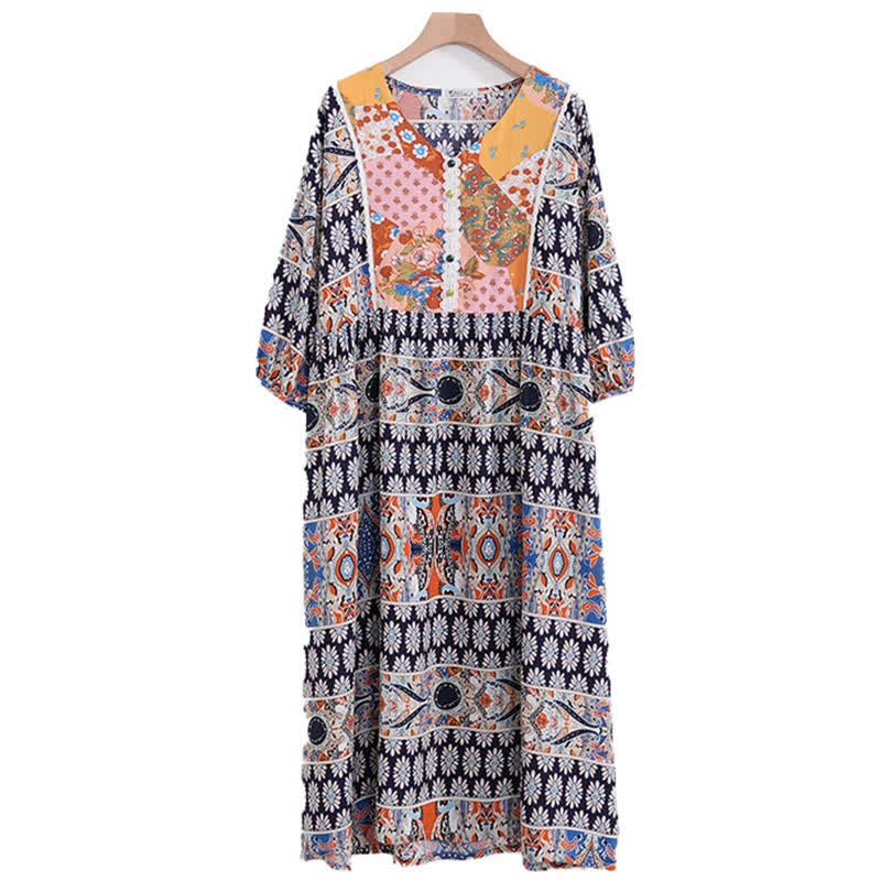 Plus Size Long Sleeve Ethnic Style Nightdress - image 7