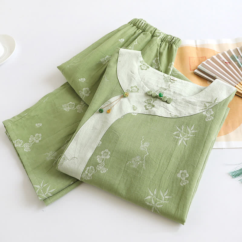 Vintage Cotton Yarn-dyed Jacquard Long Sleeve Loungewear - image 13