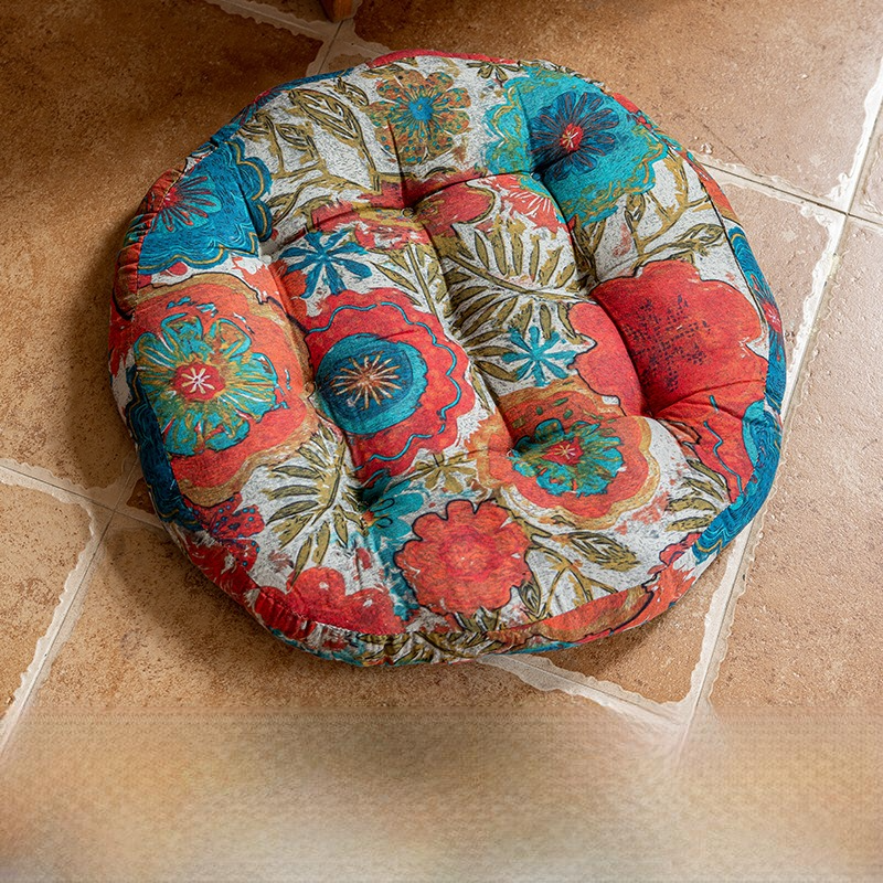Bohemian Floral Decorative Comfy Floor Cushion - Red - 21" x 21" x 3" - image 10