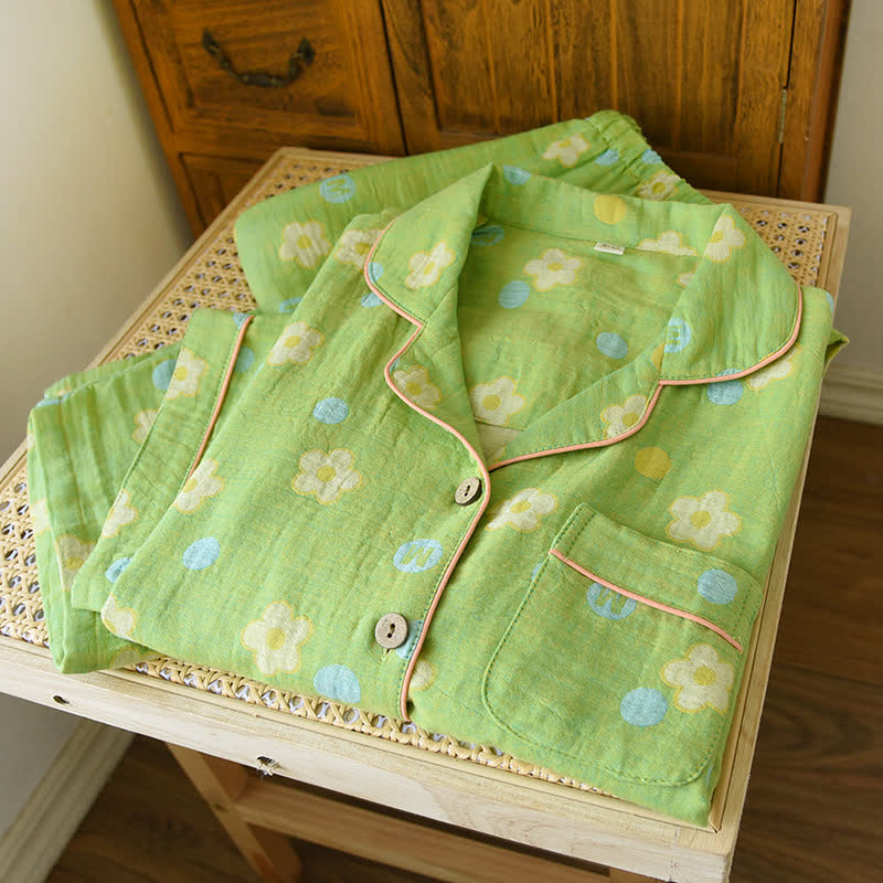 Rustic Cotton Yarn-dyed Jacquard Lapel Pajama - image 1