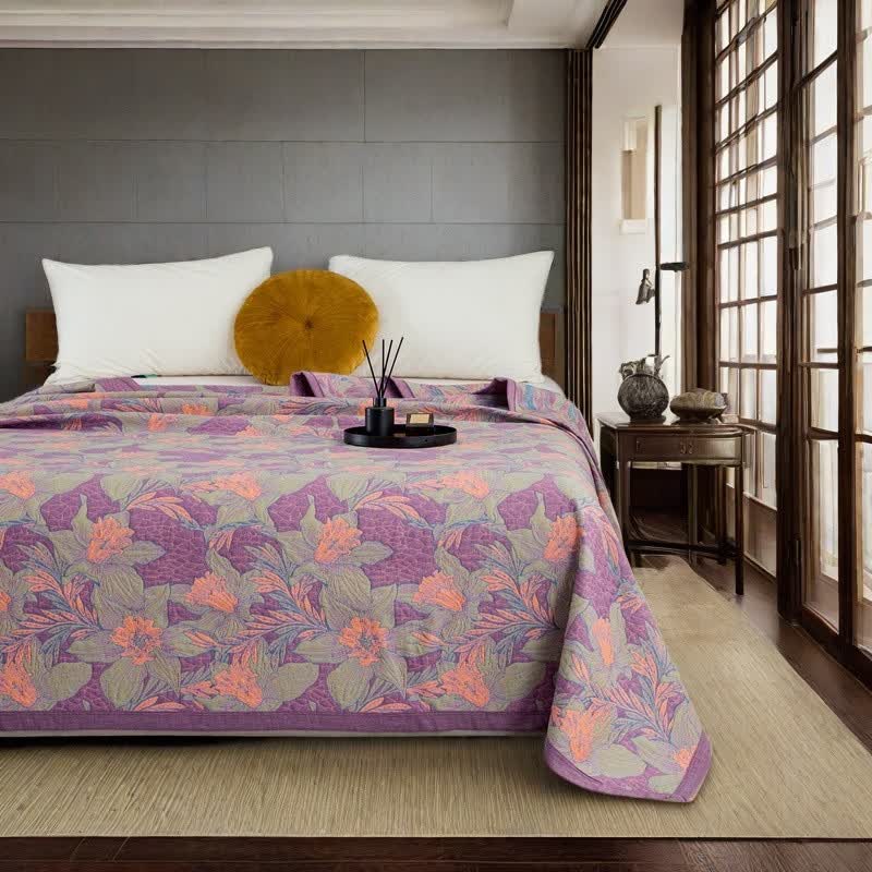 Purple Lily Cotton Yarn-dyed Quilt - image 3