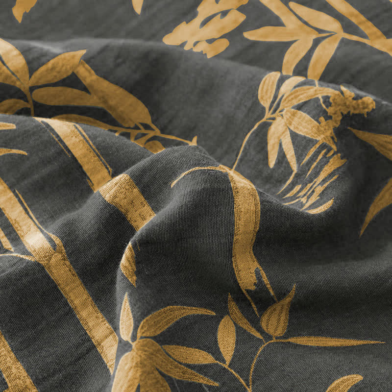 Bamboo Print Cotton Gauze Yarn-dyed Reversible Coverlet - image 6