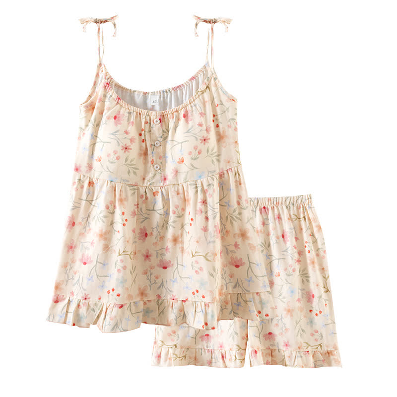 Floral Cotton Camisole Shorts Pajama Set - image 13
