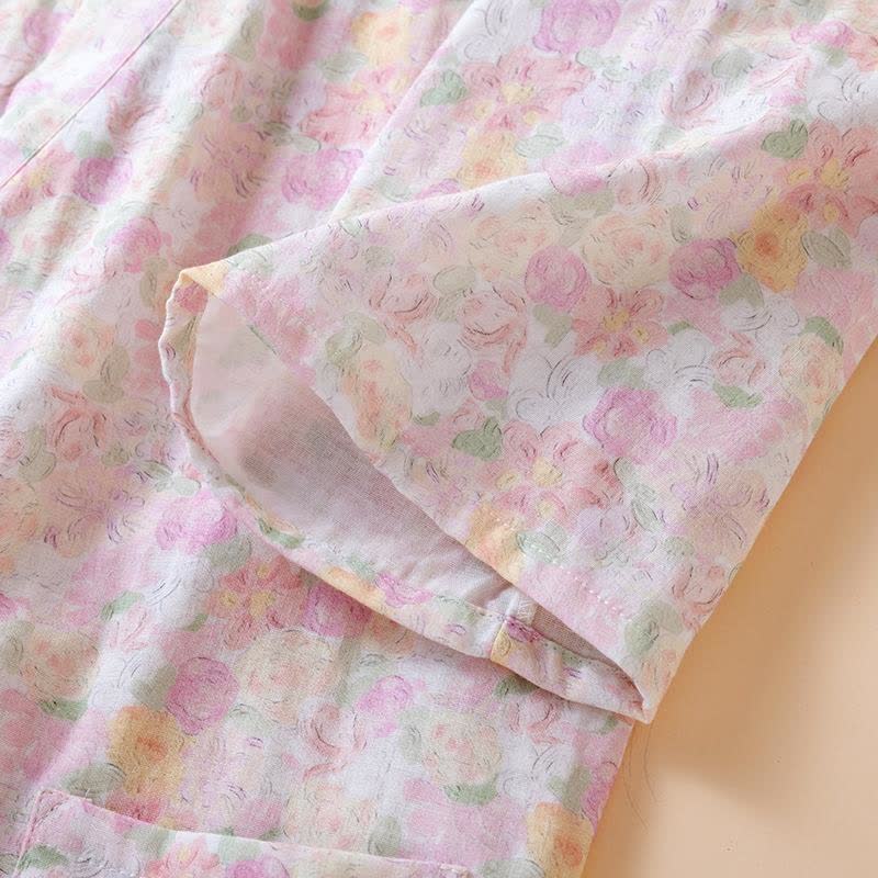 Pink Floral Cotton Gauze Japanese Pajamas - image 4