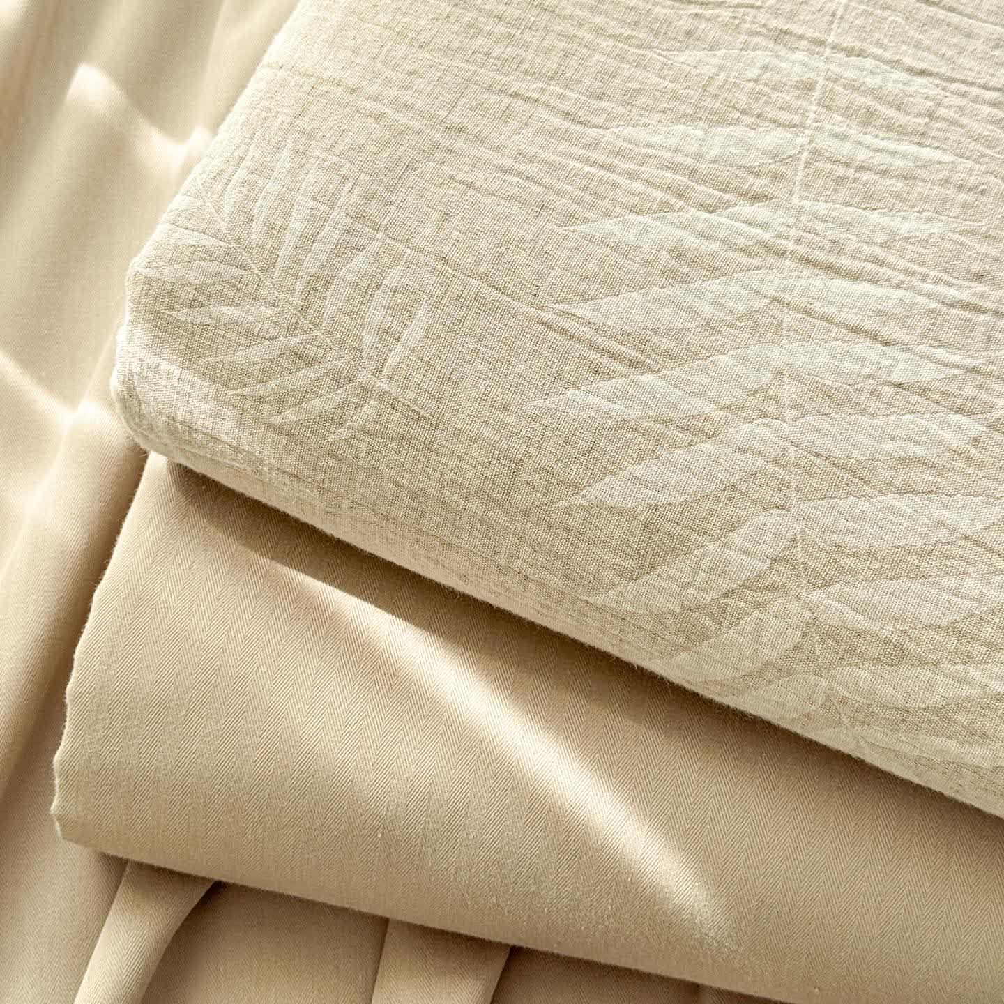 Beige Botanical Textured Cotton Linen Bedspread - image 8