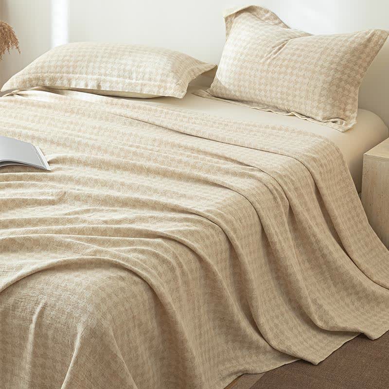 Houndstooth Textured Cotton Linen Bedspread - image 2