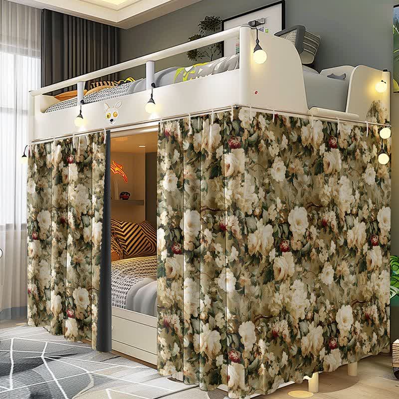 Oil Painting Floral Dorm Blackout Curtain - 3PCS Blackout Curtains with Top - 53"W x 79"L x 3+49"W x 79"L - image 0