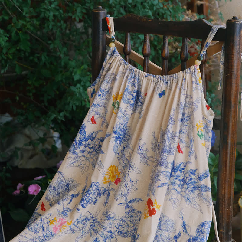 Blue Floral Cotton Camisole Nightdress - image 4