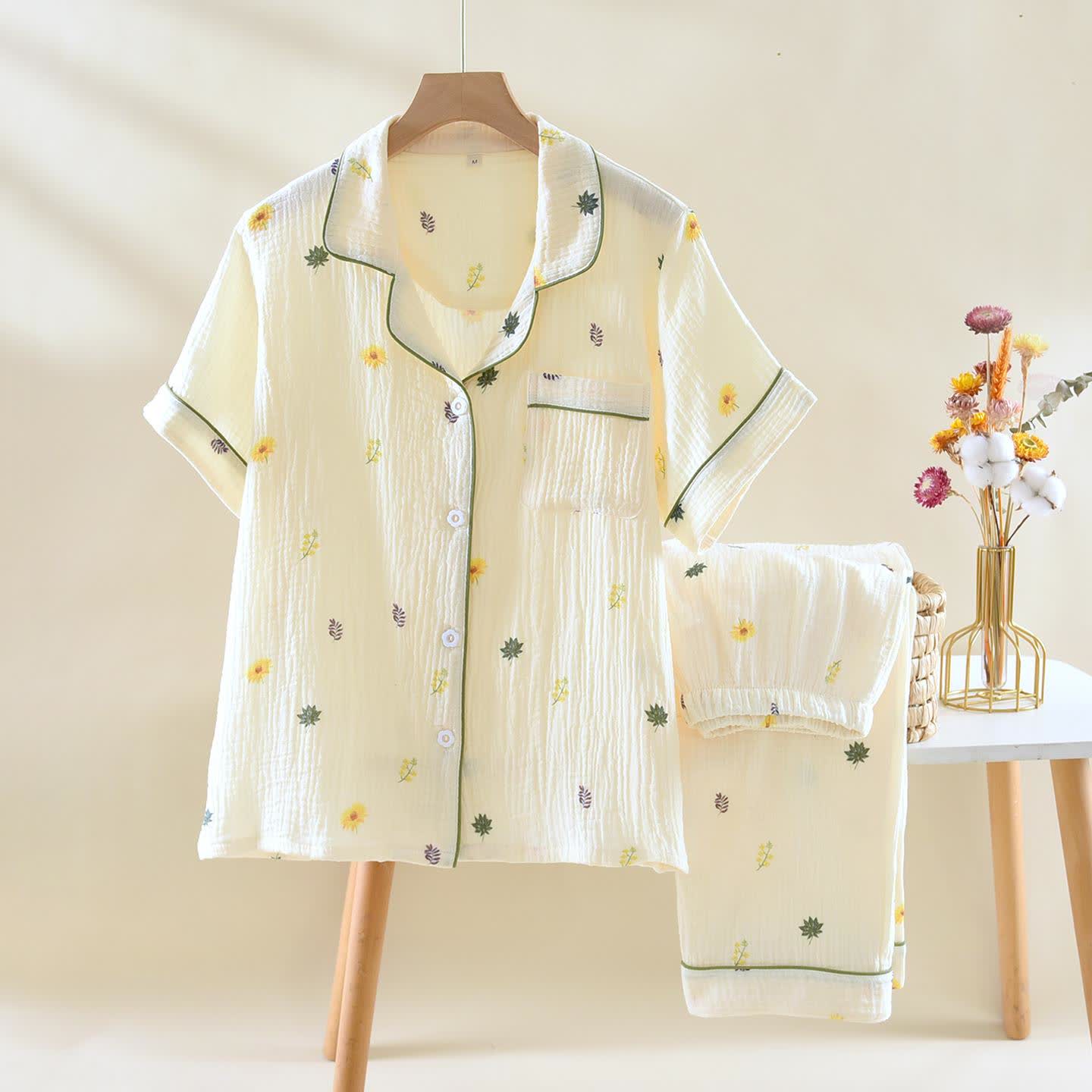 Sunflower Beige Cotton Gauze Loungewear Set - XL - image 0