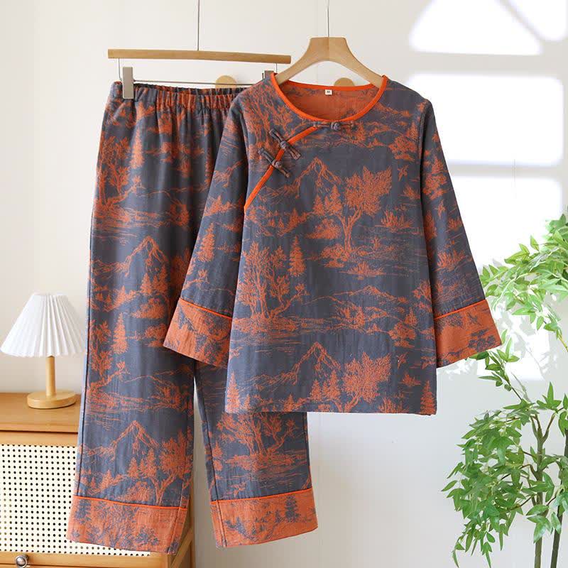 Nature Scene Cotton Double Gauze Sleepwear - XXL - image 0
