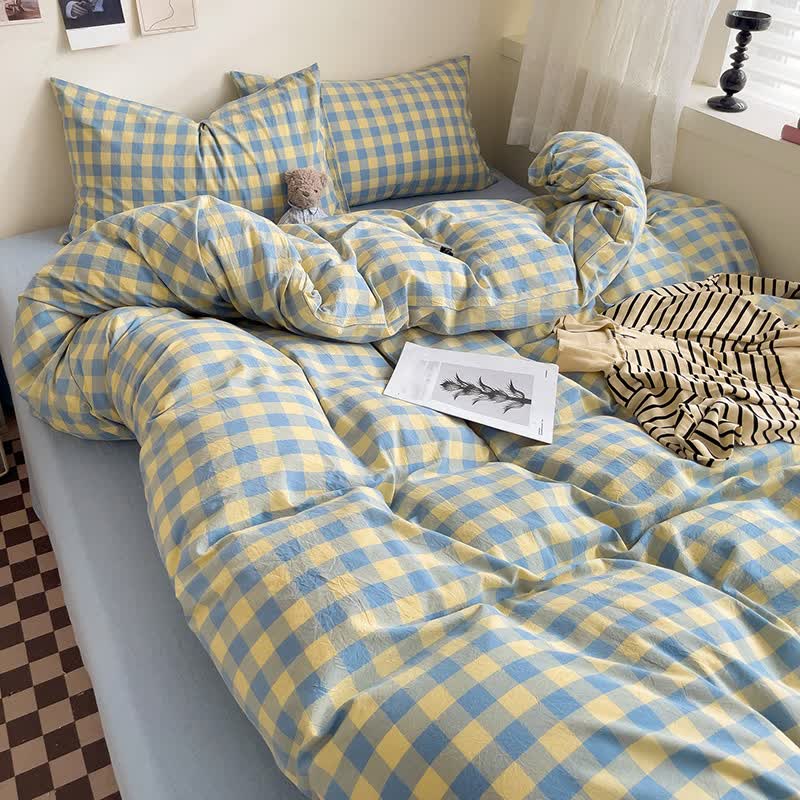 Cotton Checkered Dorm Bedding Set - image 5