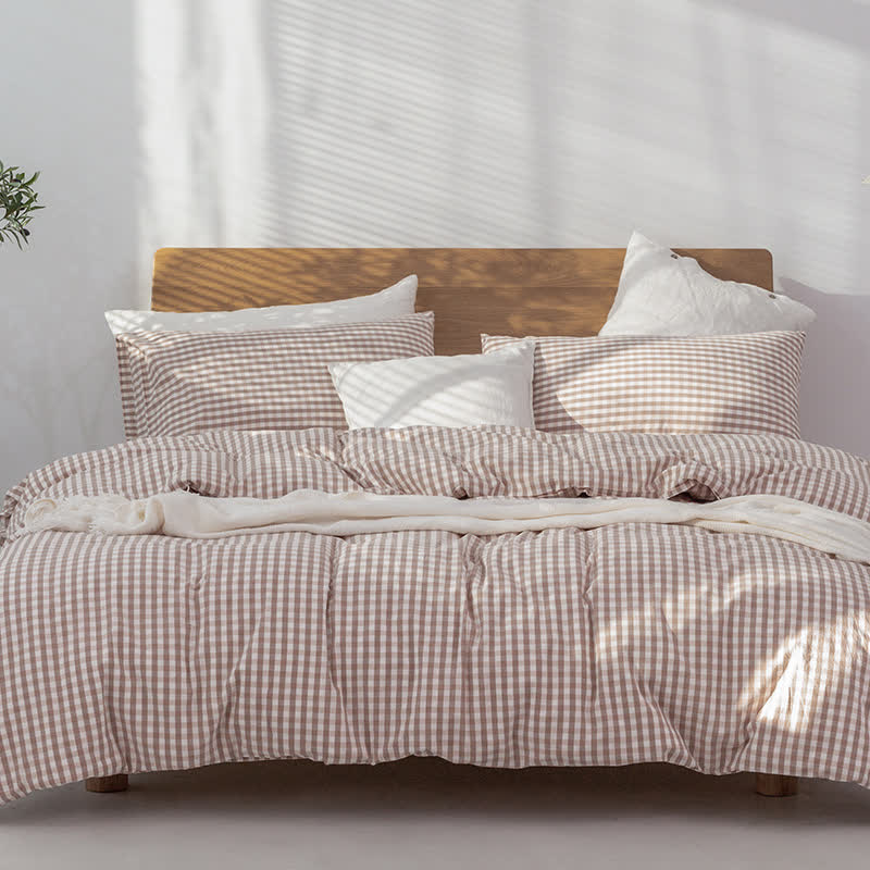 Cotton Plaid Duvet Cover Dorm Bedding Set - image 28