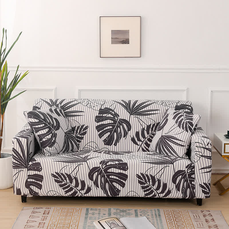 Monstera Print Stretch Sofa Slipcover - 4-Seater 92" x 118" - image 0