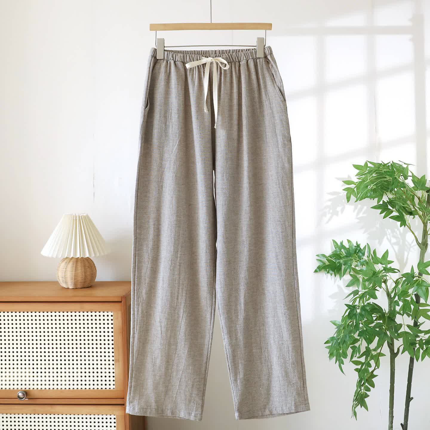 Couple Matching Cotton Linen Lounge Pants - Light Coffee - Men - XXL - image 15