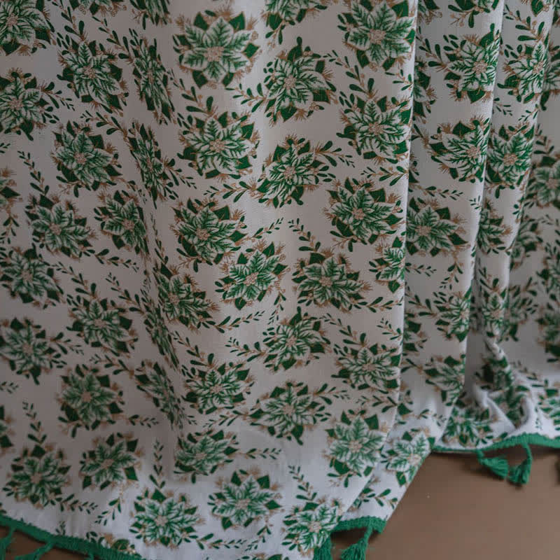 Christmas Floral Edelweiss Print Curtain - image 7