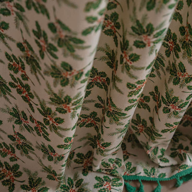 Christmas Holly Leaf Print Curtain - image 7