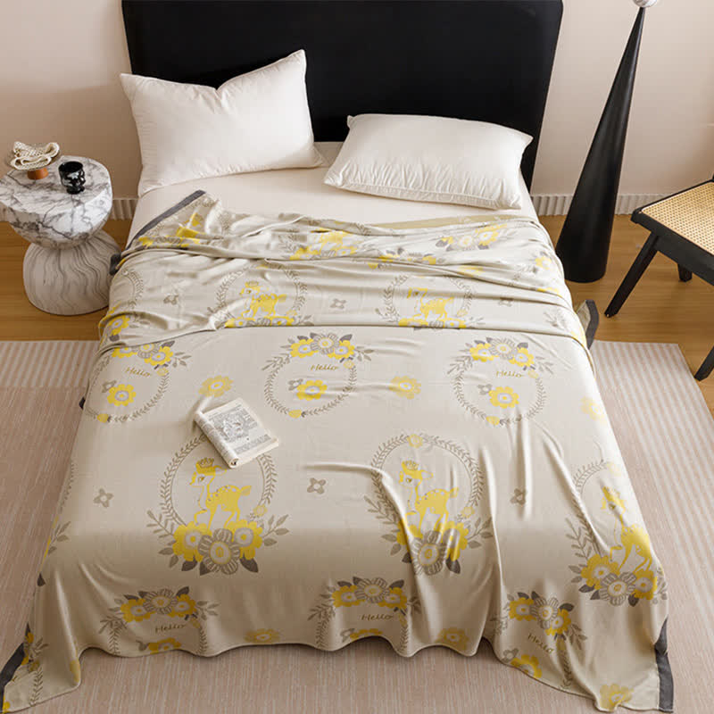 Flower Wreath Print Cooling Sheet Bedspread - image 1