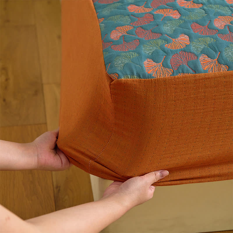 Ginkgo Cotton Gauze Jacquard Fitted Sheet - image 7