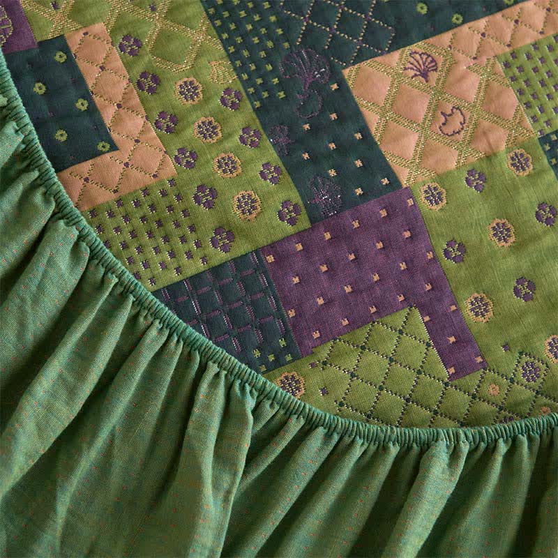 Patchwork Cotton Gauze Jacquard Fitted Sheet - image 8