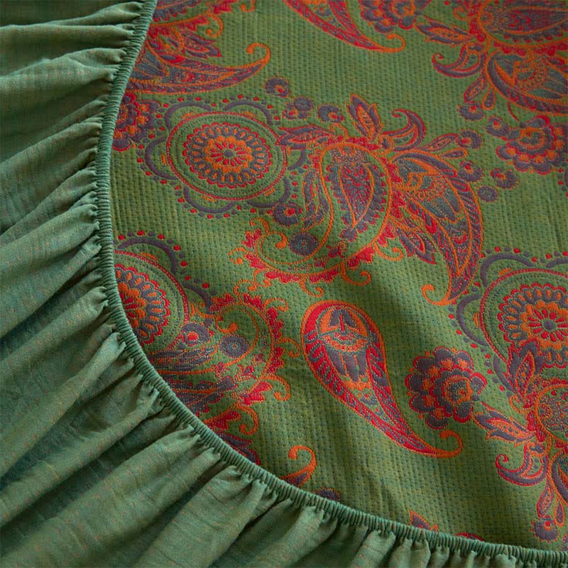Paisley Floral Cotton Jacquard Fitted Sheet - image 8