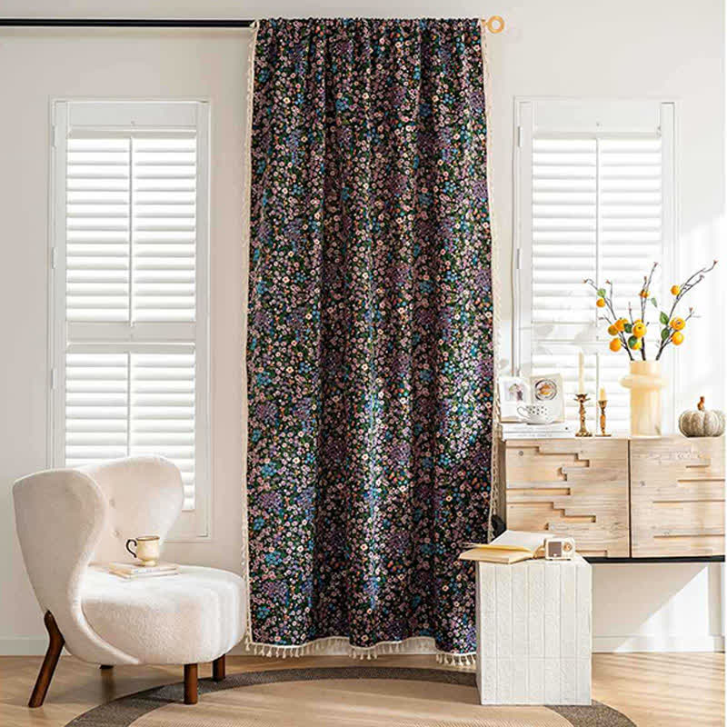 Cherry Blossoms Print Tassel Curtain - image 1