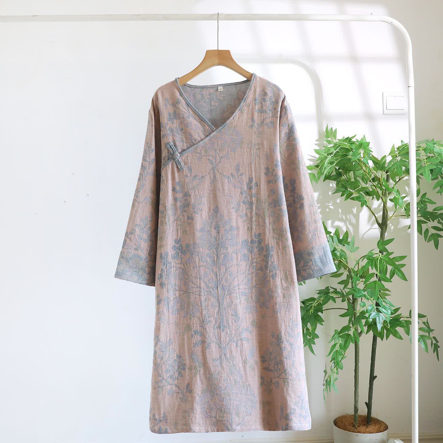 Elegant Floral Organic Cotton Nightdress - Pink - XL - image 12